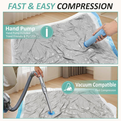 Vacuum Storage Bags, 80% Compression Vacuum Seal Space Saver Plastic Packaging Bags for Clothes, Blankets, Pillow, Bedding, Comforters, Sealer Clothing Storage,20 Combo