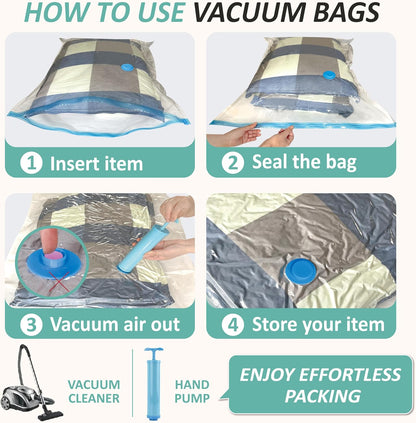 Vacuum Storage Bags, 80% Compression Vacuum Seal Space Saver Plastic Packaging Bags for Clothes, Blankets, Pillow, Bedding, Comforters, Sealer Clothing Storage,20 Combo