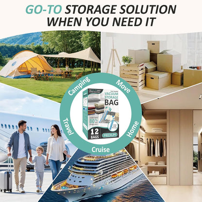Vacuum Storage Bags, 80% Compression Vacuum Seal Space Saver Plastic Packaging Bags for Clothes, Blankets, Pillow, Bedding, Comforters, Sealer Clothing Storage,20 Combo