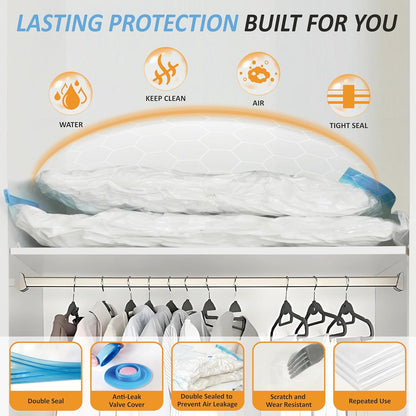 Vacuum Storage Bags, 80% Compression Vacuum Seal Space Saver Plastic Packaging Bags for Clothes, Blankets, Pillow, Bedding, Comforters, Sealer Clothing Storage,20 Combo