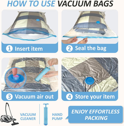 Vacuum Storage Bags, 80% Compression Vacuum Seal Space Saver Plastic Packaging Bags for Clothes, Blankets, Pillow, Bedding, Comforters, Sealer Clothing Storage,20 Combo