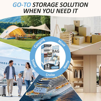 Vacuum Storage Bags, 80% Compression Vacuum Seal Space Saver Plastic Packaging Bags for Clothes, Blankets, Pillow, Bedding, Comforters, Sealer Clothing Storage,20 Combo