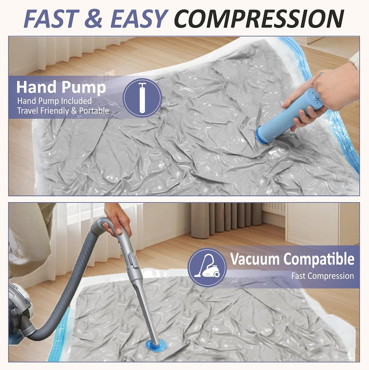 Vacuum Storage Bags, 80% Compression Vacuum Seal Space Saver Plastic Packaging Bags for Clothes, Blankets, Pillow, Bedding, Comforters, Sealer Clothing Storage,20 Combo