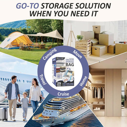 Vacuum Storage Bags, 80% Compression Vacuum Seal Space Saver Plastic Packaging Bags for Clothes, Blankets, Pillow, Bedding, Comforters, Sealer Clothing Storage,20 Combo