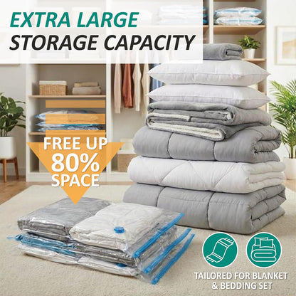 Vacuum Storage Bags, 80% Compression Vacuum Seal Space Saver Plastic Packaging Bags for Clothes, Blankets, Pillow, Bedding, Comforters, Sealer Clothing Storage,20 Combo