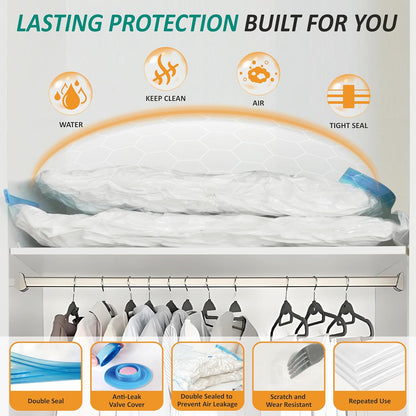 Vacuum Storage Bags, 80% Compression Vacuum Seal Space Saver Plastic Packaging Bags for Clothes, Blankets, Pillow, Bedding, Comforters, Sealer Clothing Storage,20 Combo