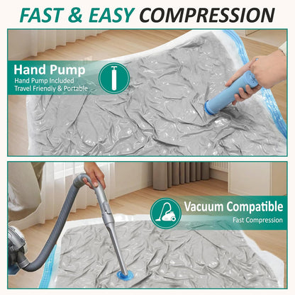 Vacuum Storage Bags, 80% Compression Vacuum Seal Space Saver Plastic Packaging Bags for Clothes, Blankets, Pillow, Bedding, Comforters, Sealer Clothing Storage,20 Combo