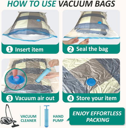 Vacuum Storage Bags, 80% Compression Vacuum Seal Space Saver Plastic Packaging Bags for Clothes, Blankets, Pillow, Bedding, Comforters, Sealer Clothing Storage,20 Combo