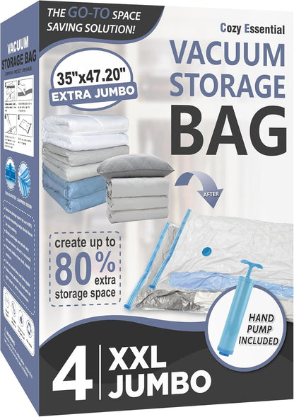 Vacuum Storage Bags, 80% Compression Vacuum Seal Space Saver Plastic Packaging Bags for Clothes, Blankets, Pillow, Bedding, Comforters, Sealer Clothing Storage,20 Combo