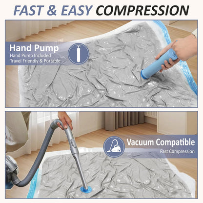 Vacuum Storage Bags, 80% Compression Vacuum Seal Space Saver Plastic Packaging Bags for Clothes, Blankets, Pillow, Bedding, Comforters, Sealer Clothing Storage,20 Combo