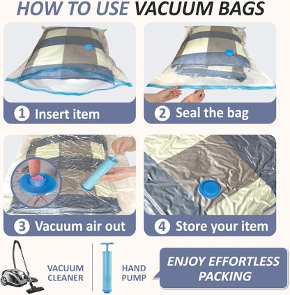 Vacuum Storage Bags, 80% Compression Vacuum Seal Space Saver Plastic Packaging Bags for Clothes, Blankets, Pillow, Bedding, Comforters, Sealer Clothing Storage,20 Combo
