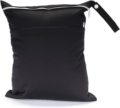 2 Pcs Wet Dry Bags for Baby Cloth Diapers Mommy Bags Waterproof Reusable with Two Zippered Pockets Yoga Gym Bag for Swimsuits or Wet Clothes