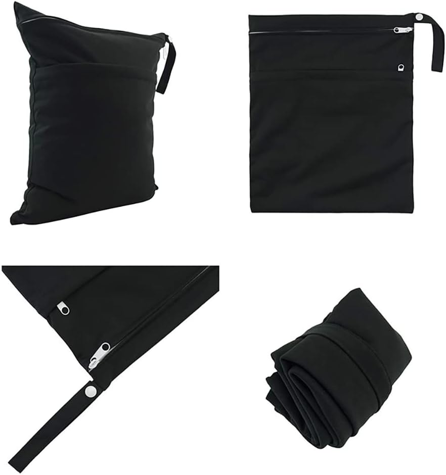 2 Pcs Wet Dry Bags for Baby Cloth Diapers Mommy Bags Waterproof Reusable with Two Zippered Pockets Yoga Gym Bag for Swimsuits or Wet Clothes