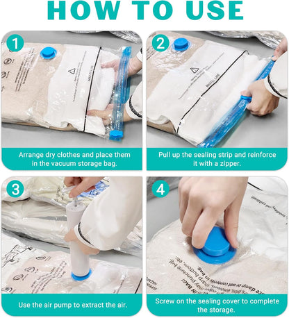 10 Pack Space Saver Vacuum Storage Bags Travel Vacuum Bags for Luggage Clothing Compression Bags for Travel Essentials No Vacuum or Pump Needed