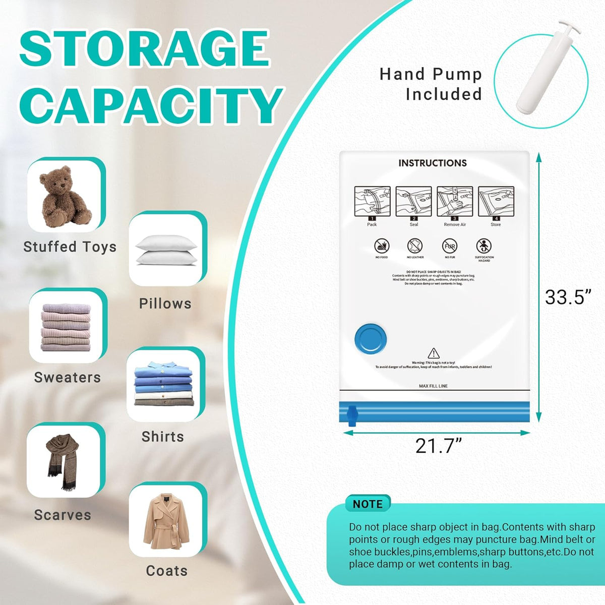 10 Pack Space Saver Vacuum Storage Bags Travel Vacuum Bags for Luggage Clothing Compression Bags for Travel Essentials No Vacuum or Pump Needed