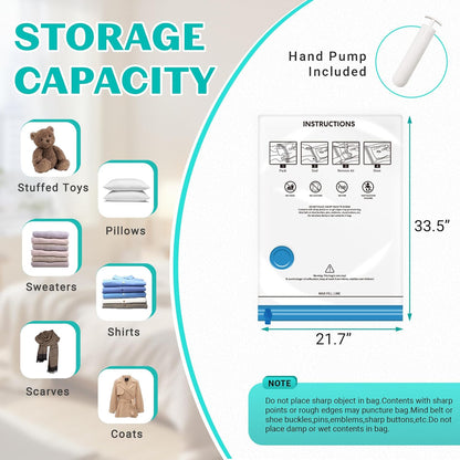 10 Pack Space Saver Vacuum Storage Bags Travel Vacuum Bags for Luggage Clothing Compression Bags for Travel Essentials No Vacuum or Pump Needed
