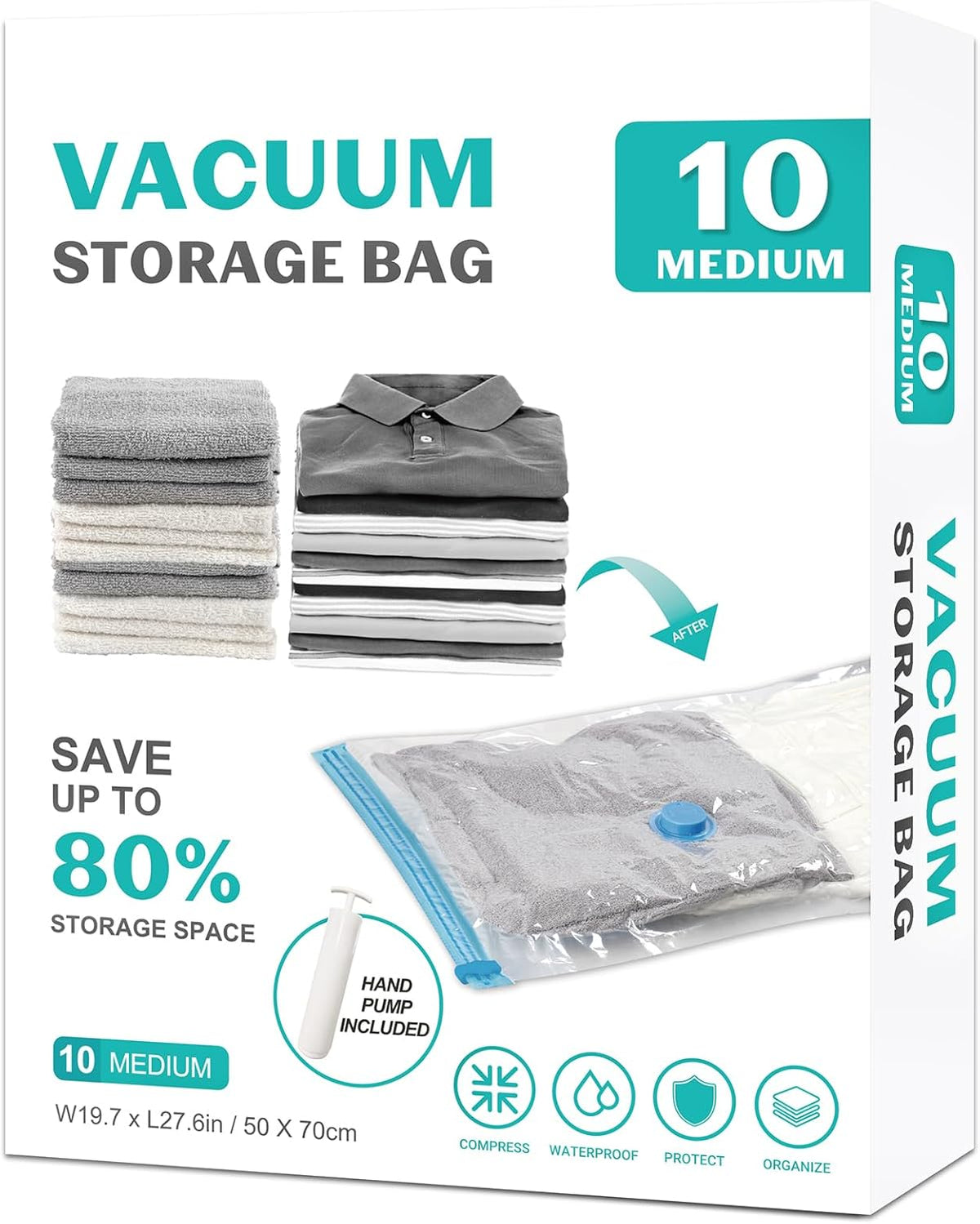 10 Pack Space Saver Vacuum Storage Bags Travel Vacuum Bags for Luggage Clothing Compression Bags for Travel Essentials No Vacuum or Pump Needed