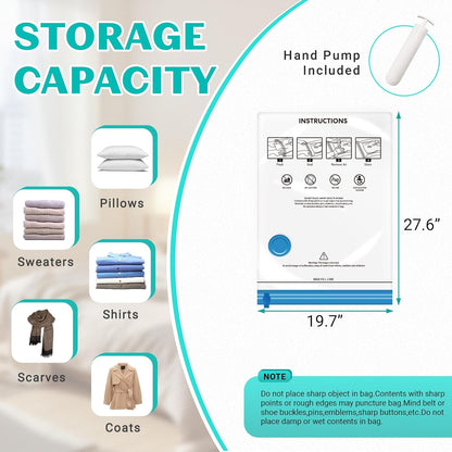 10 Pack Space Saver Vacuum Storage Bags Travel Vacuum Bags for Luggage Clothing Compression Bags for Travel Essentials No Vacuum or Pump Needed