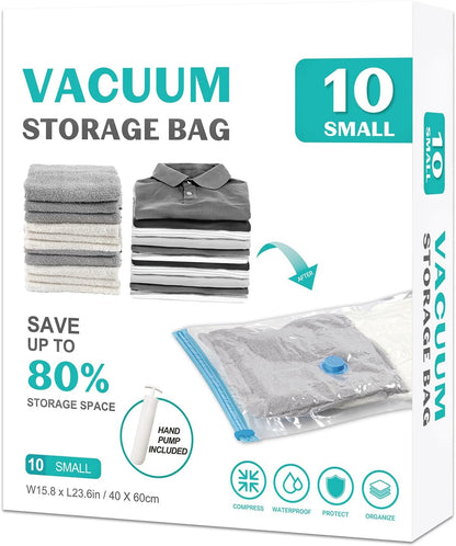 10 Pack Space Saver Vacuum Storage Bags Travel Vacuum Bags for Luggage Clothing Compression Bags for Travel Essentials No Vacuum or Pump Needed