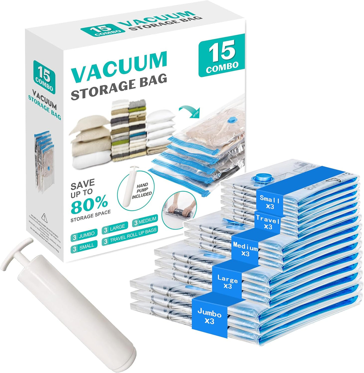 10 Pack Space Saver Vacuum Storage Bags Travel Vacuum Bags for Luggage Clothing Compression Bags for Travel Essentials No Vacuum or Pump Needed