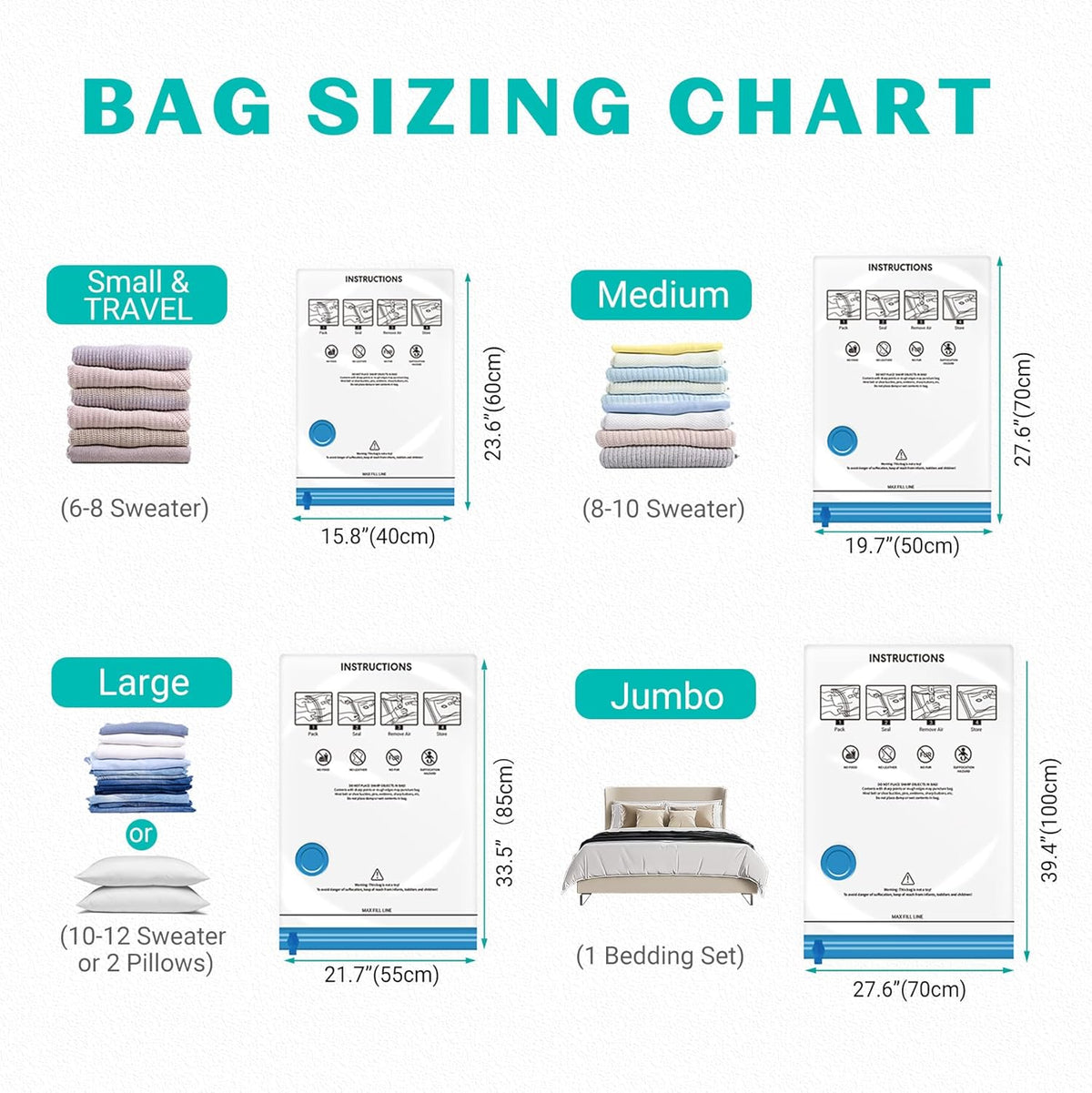 10 Pack Space Saver Vacuum Storage Bags Travel Vacuum Bags for Luggage Clothing Compression Bags for Travel Essentials No Vacuum or Pump Needed