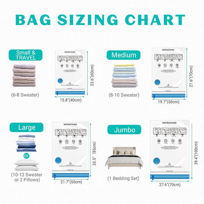 10 Pack Space Saver Vacuum Storage Bags Travel Vacuum Bags for Luggage Clothing Compression Bags for Travel Essentials No Vacuum or Pump Needed