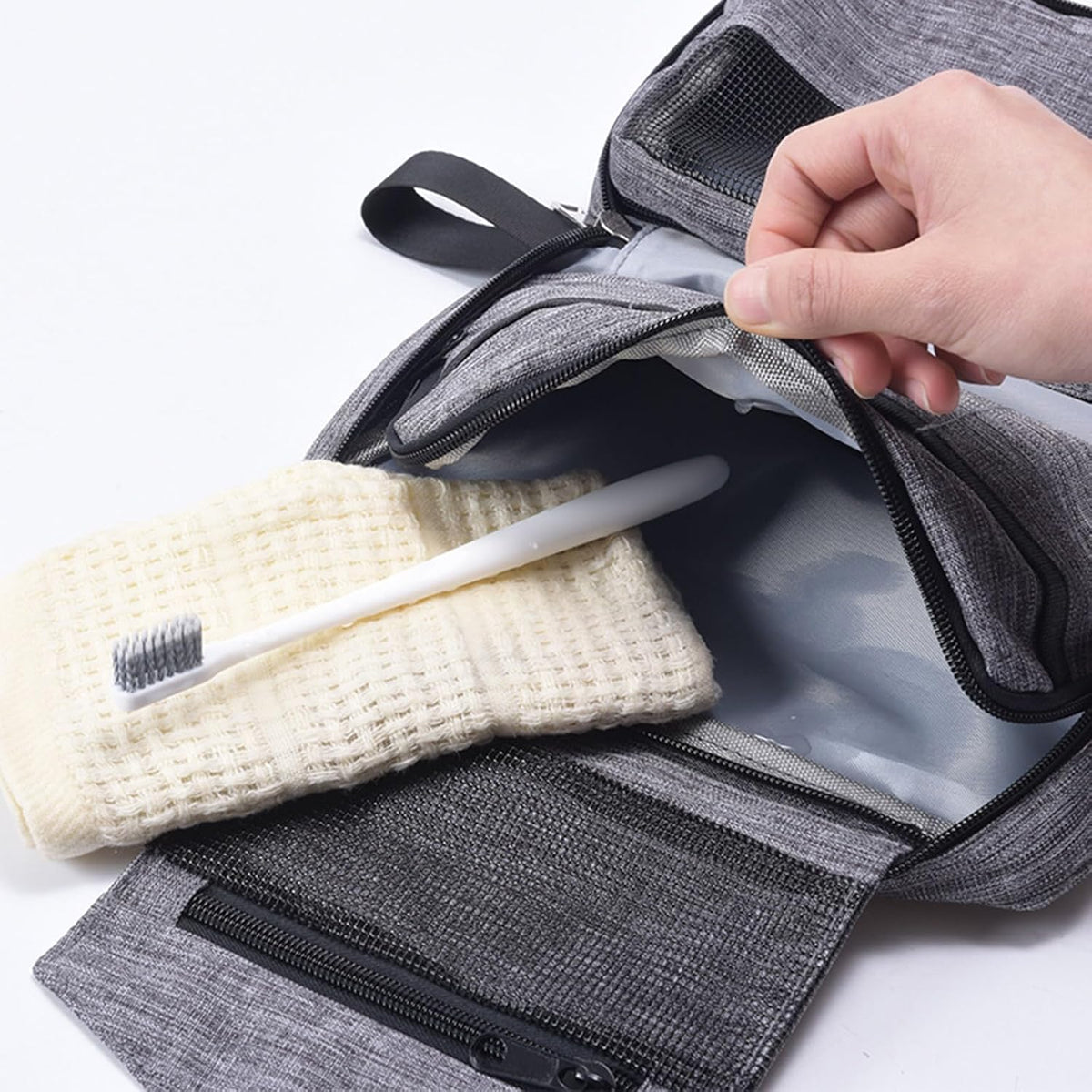 is used to store toiletries, Suitable for short-term travel use hanging toilet bag (Gray)
