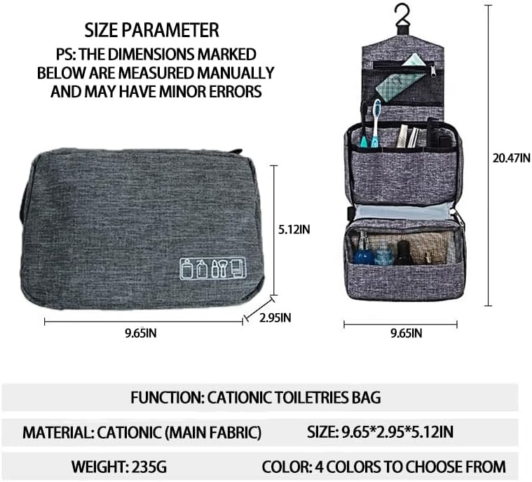 is used to store toiletries, Suitable for short-term travel use hanging toilet bag (Gray)