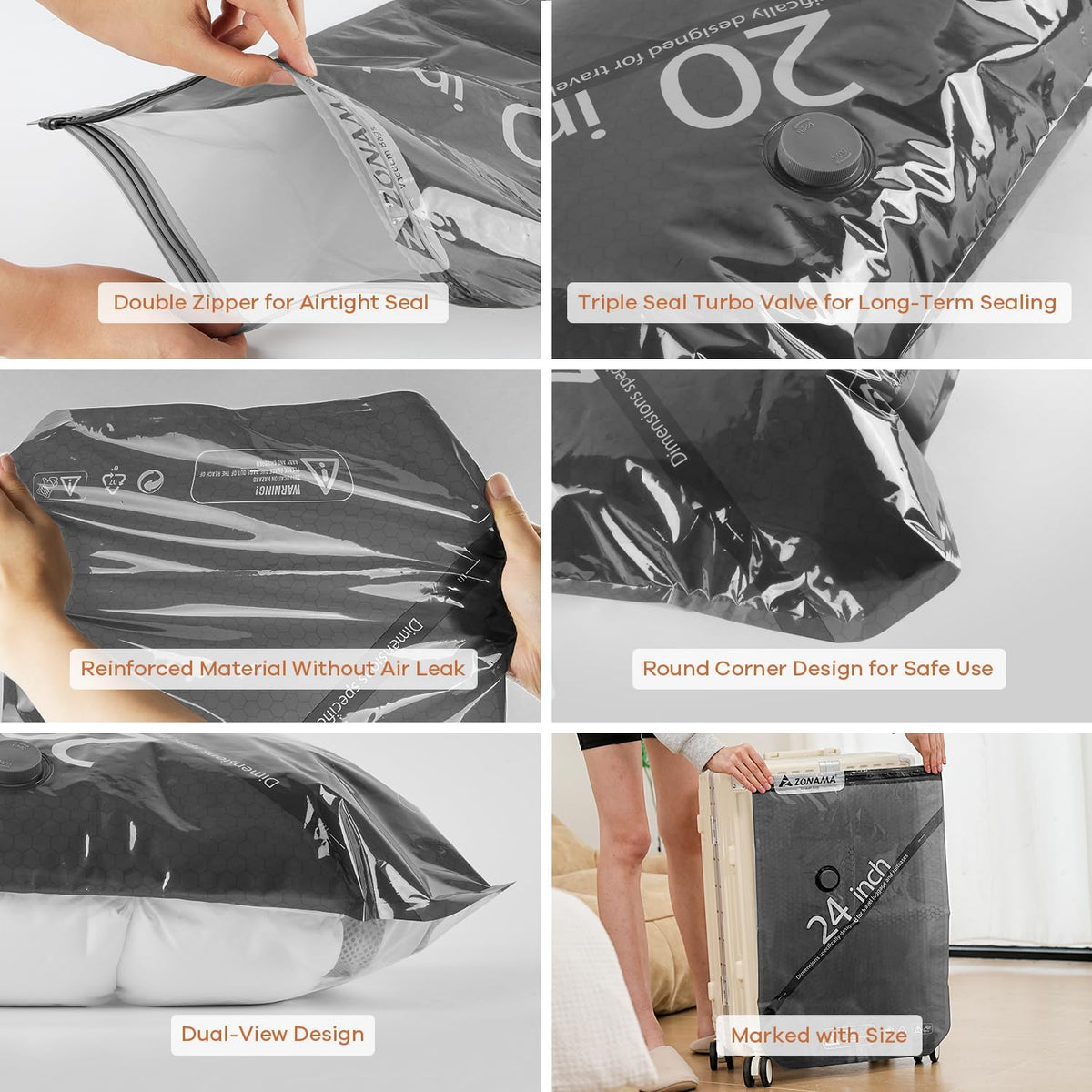 Vacuum Storage Bags for Travel with Wireless Rechargeable Air Pump, 22 Pack Travel Essentials Space Saver Compression Bag for Luggage, Suitcase, Backpack, Vacuum Seal Bags for Home Storage Clothing