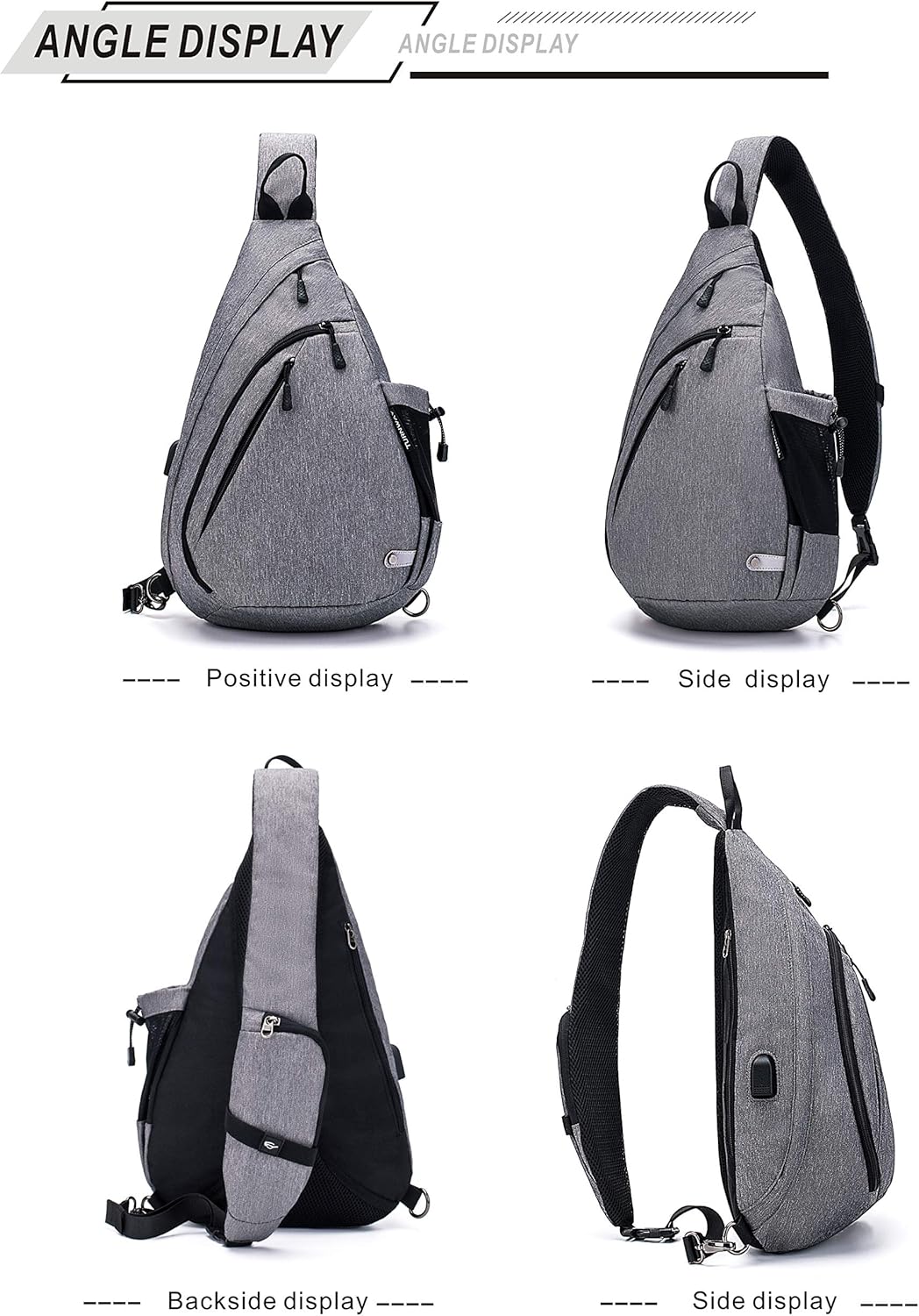 Water-Proof Sling bag/Crossbody Backpack/Shoulder Bag with USB Charging Port for Travel, Hiking, Cycling, Camping