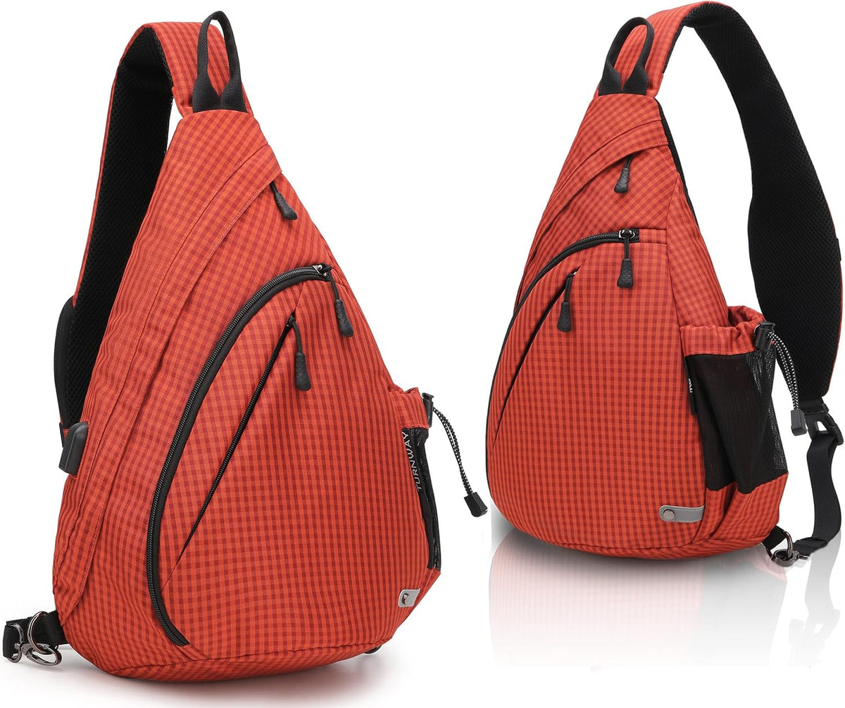 Water-Proof Sling bag/Crossbody Backpack/Shoulder Bag with USB Charging Port for Travel, Hiking, Cycling, Camping