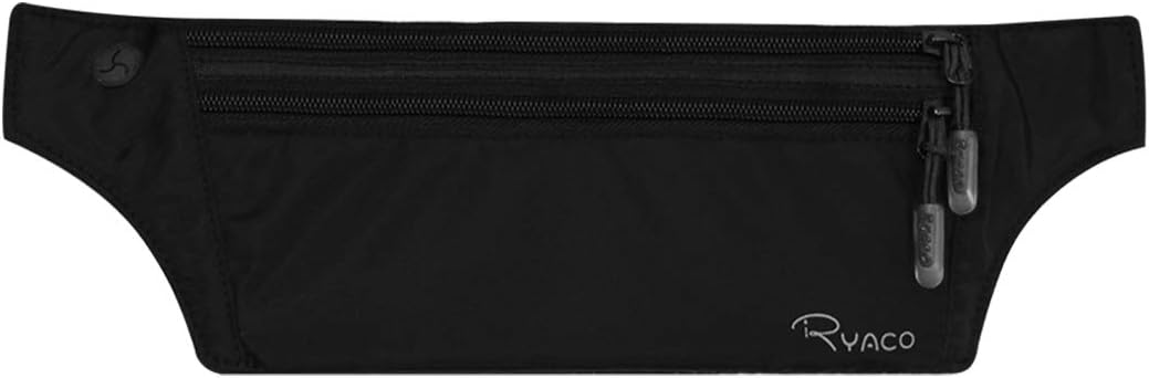 Money Belt, Slim Passport Holder RFID Blocking Hidden Wallet Travel Essentials Pouch for Women Men With Adjustable Strap Waist Bag to Protect Cash, Credit Cards and Documents