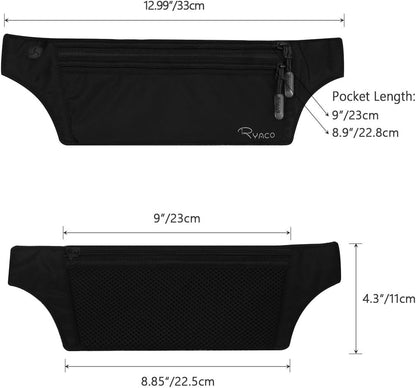 Money Belt, Slim Passport Holder RFID Blocking Hidden Wallet Travel Essentials Pouch for Women Men With Adjustable Strap Waist Bag to Protect Cash, Credit Cards and Documents