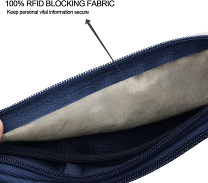 Money Belt, Slim Passport Holder RFID Blocking Hidden Wallet Travel Essentials Pouch for Women Men With Adjustable Strap Waist Bag to Protect Cash, Credit Cards and Documents