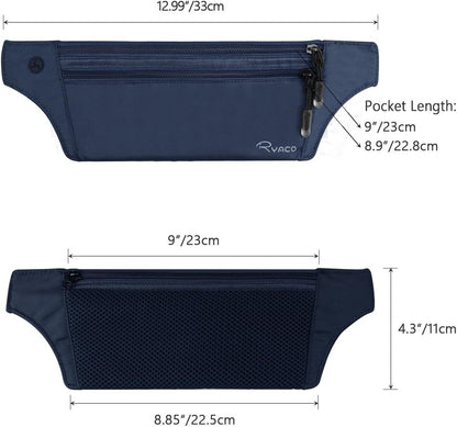 Money Belt, Slim Passport Holder RFID Blocking Hidden Wallet Travel Essentials Pouch for Women Men With Adjustable Strap Waist Bag to Protect Cash, Credit Cards and Documents