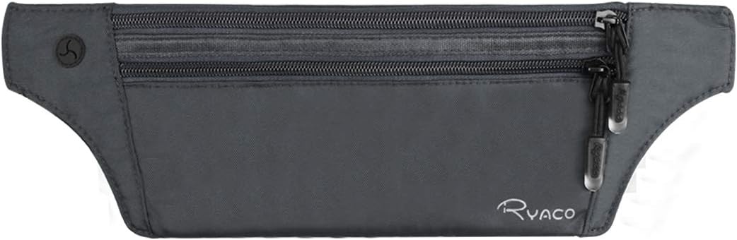 Money Belt, Slim Passport Holder RFID Blocking Hidden Wallet Travel Essentials Pouch for Women Men With Adjustable Strap Waist Bag to Protect Cash, Credit Cards and Documents