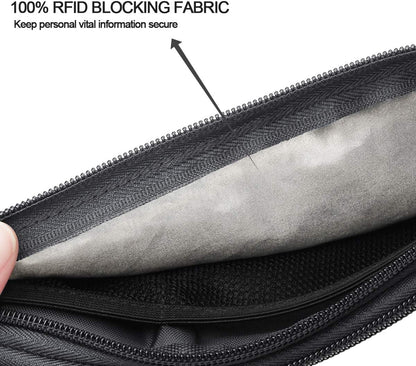 Money Belt, Slim Passport Holder RFID Blocking Hidden Wallet Travel Essentials Pouch for Women Men With Adjustable Strap Waist Bag to Protect Cash, Credit Cards and Documents