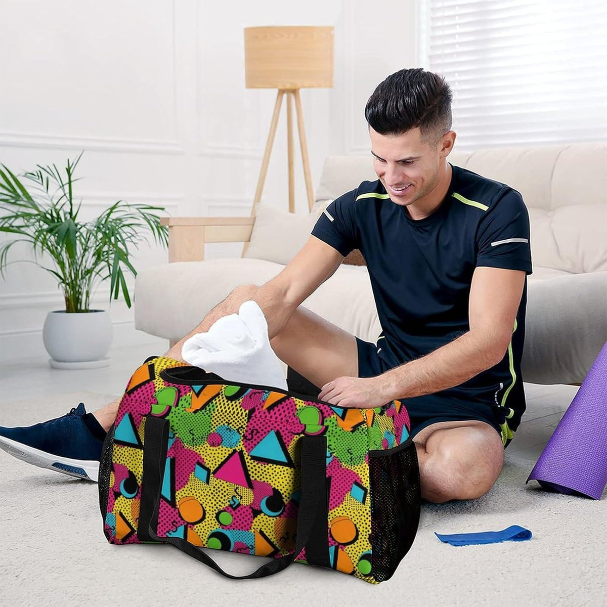 Foldable Carry On Travel Duffel Weekender Bag Lightweight Overnight Tote Bag for Men Women Sport