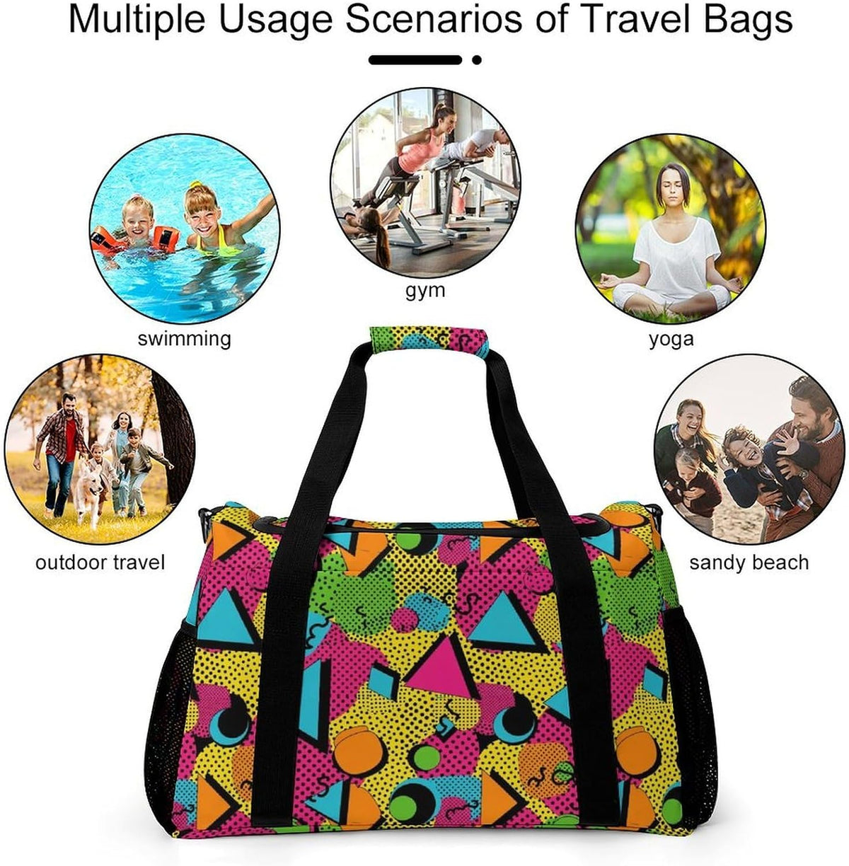 Foldable Carry On Travel Duffel Weekender Bag Lightweight Overnight Tote Bag for Men Women Sport
