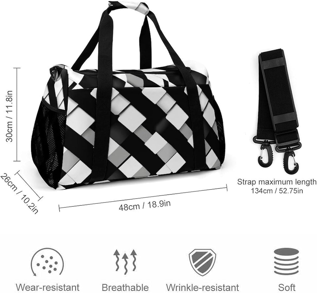 Foldable Carry On Travel Duffel Weekender Bag Lightweight Overnight Tote Bag for Men Women Sport