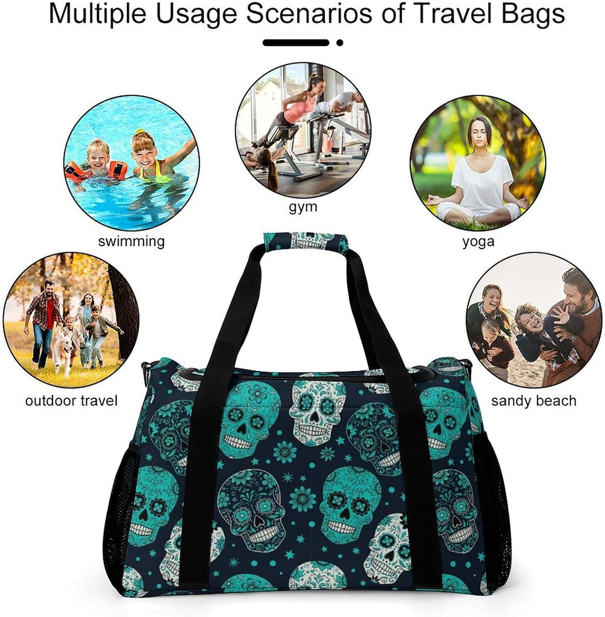 Foldable Carry On Travel Duffel Weekender Bag Lightweight Overnight Tote Bag for Men Women Sport