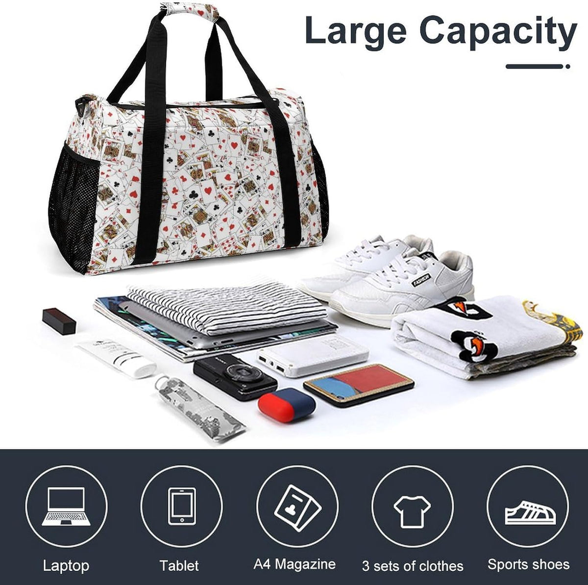Foldable Carry On Travel Duffel Weekender Bag Lightweight Overnight Tote Bag for Men Women Sport