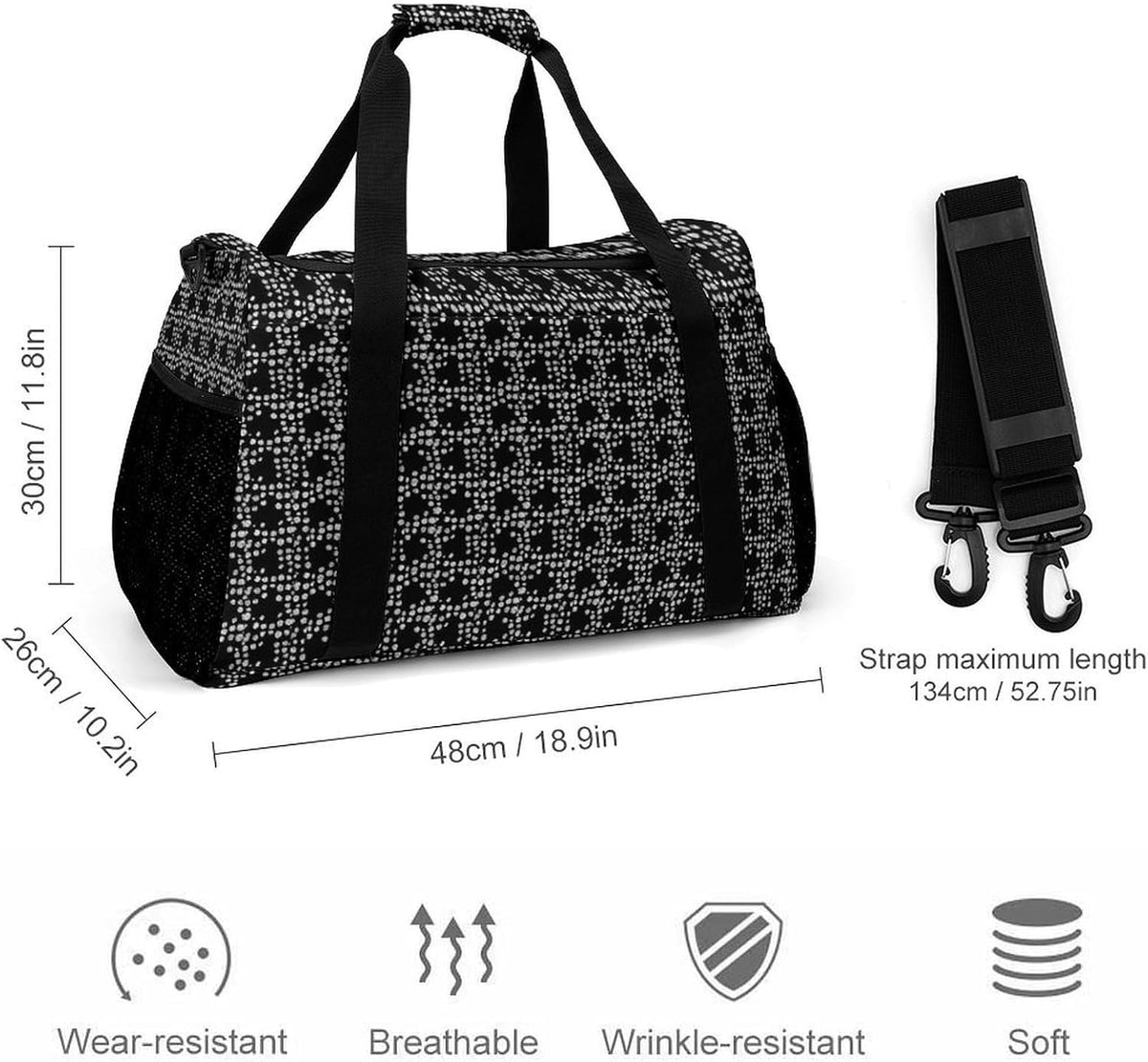 Foldable Carry On Travel Duffel Weekender Bag Lightweight Overnight Tote Bag for Men Women Sport