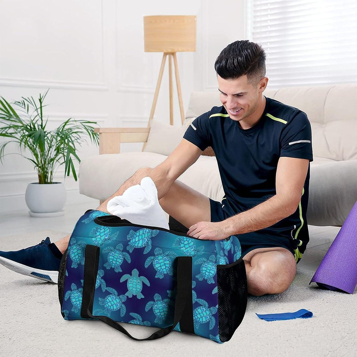 Foldable Carry On Travel Duffel Weekender Bag Lightweight Overnight Tote Bag for Men Women Sport