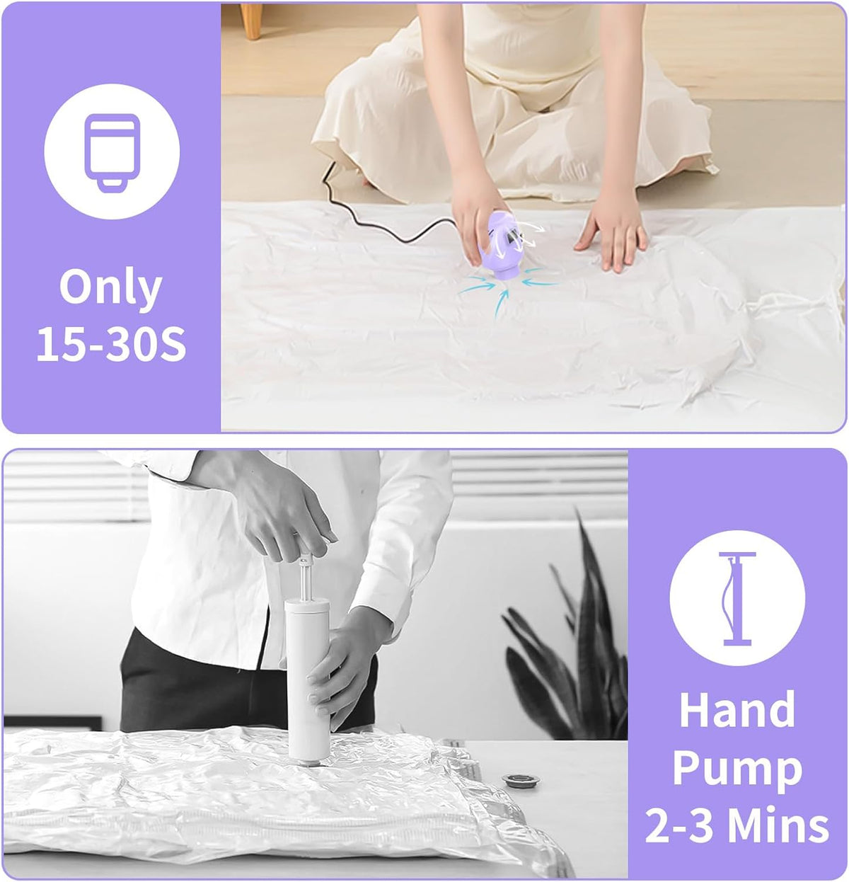 Portable Vacuum Pump Electric Pump Storage Bags for Various Vacuum | 80%Space Saver,Travel Packing Essential&Luggage Space Saving,Seasonal Clothing & Bedding Storage,Dorm Organizing Fast