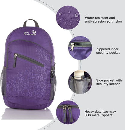 Packable Handy Lightweight Travel Hiking Backpack Daypack-Light Blue-L