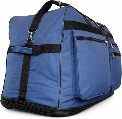 36-Inch Rolling Duffle Bag with Wheels - Spinner Suitcase with Expandable Luggage Design - Heavy Duty Travel Bag (Blue)