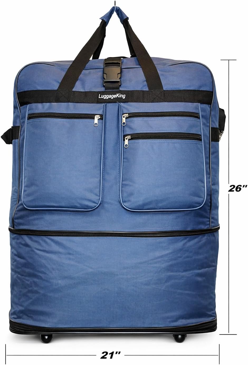 36-Inch Rolling Duffle Bag with Wheels - Spinner Suitcase with Expandable Luggage Design - Heavy Duty Travel Bag (Blue)