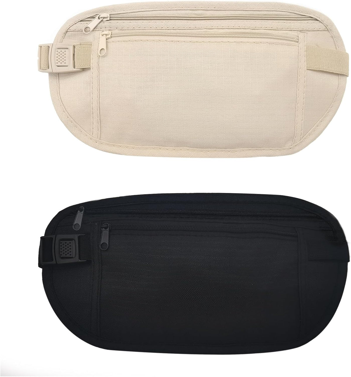 Money Belt, Nylon Fanny Pack Hidden Belt Bag with RFID Blocking for Women Men, Anti-theft Waist Pack Under Clothes with Adjustable Buckle for Travel, Running, Hiking, Cycling (khaki)