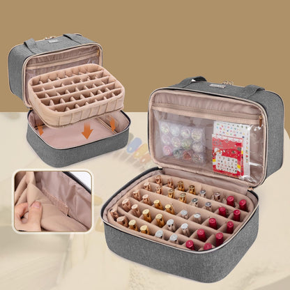 Nail Polish Storage Holds 40 Bottles and a Nail Lamp, Black | Fits 15ml - 0.5 fl.oz, Nail Case with Manicure Tools Sections.